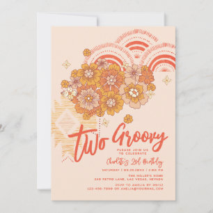 Convites Duas Festas de segundo aniversário de Groovy Boho