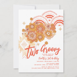 Convites Duas Festas de segundo aniversário de Groovy Boho