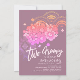 Convites Duas Festas de segundo aniversário Floral de Boho