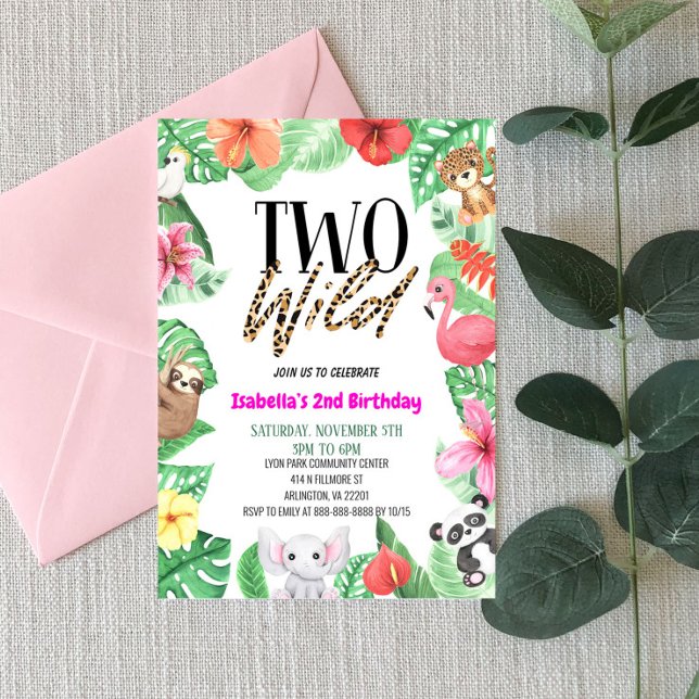 Convites Duas Festas de segundo aniversário Selvagem de Ani (Criador carregado)