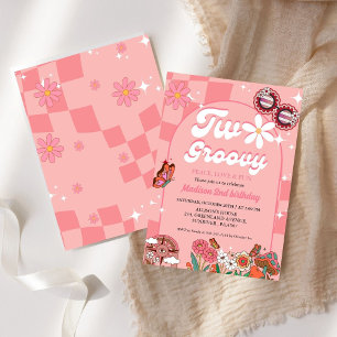 Convites Duas flores de margarida-margarida Retro segundo a