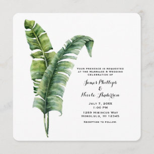 Convites Duas Folhas de Palmeira Elegantes Tropical Simples