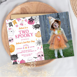 Convites Duas Foto de Aniversário Fantasma de Halloween