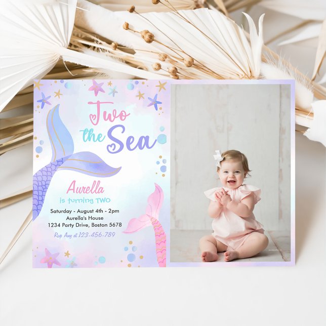 Convites Duas Fotografias Do segundo aniversário Da Sea Mer (Criador carregado)