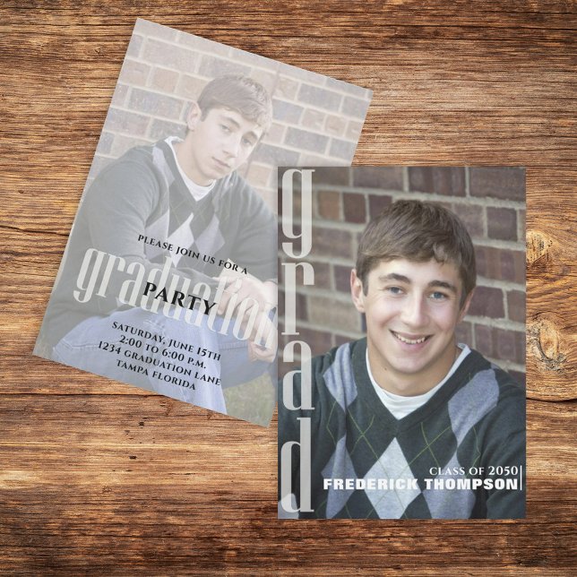 Convites Duas Fotografias Simples e Modernas do Formando Mi (Criador carregado)