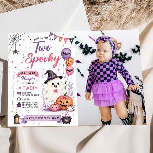 Convites Duas Fotos de Aniversário de Halloween Assustadora