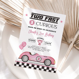 Convites Duas Garota Rosa Curiosa, Carro vintage, Aniversár