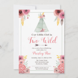 Convites Duas Garotas de Boho Selvagem no Segundo Aniversár