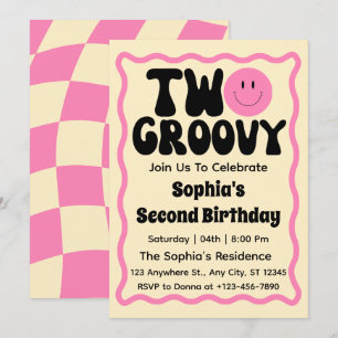 Convites Duas Garotas Groovy 2º Aniversário