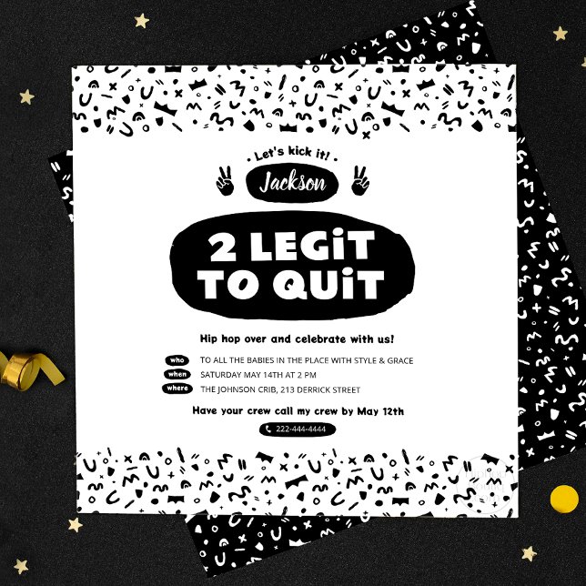 Convites Duas Legites para Sair, 90 anos Hip Hop Aniversári (Criador carregado)