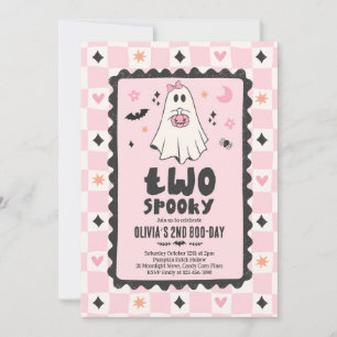 Convites Duas Meninas Assustadoras de Halloween Fantasma Fe