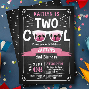 Convites Duas Meninas Legal Chamadas de segundo aniversári