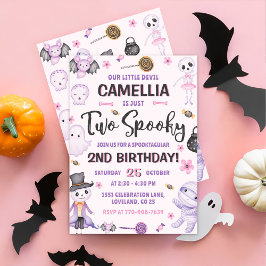 Convites Duas Meninas Spooky Festa de segundo aniversário d