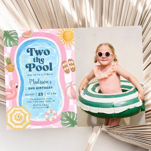 Convites Duas Para a Piscina Tema de Verão Menina Foto de 2