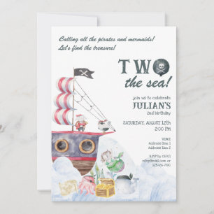 Convites Duas Partes Do segundo aniversário Da Sereia Do Na