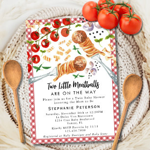 Convites Duas Pequenas Almôndegas Estão A Caminho Do Chá de