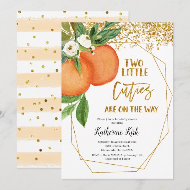 Convites Duas Pequenas Cuecas estão a caminho do Chá de fra (Frente/Verso)