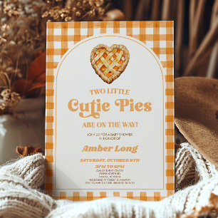 Convites Duas Pequenas Tortas Cutis Retro Twins Chá de fral