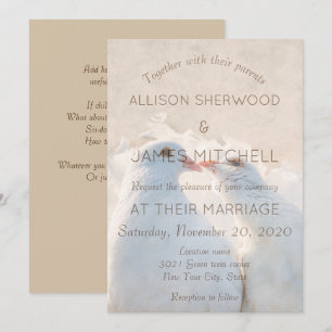 Convites Duas pombas brancas beijadoras