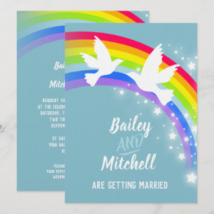 Convites Duas pombas brancas convidadas para casamento do a