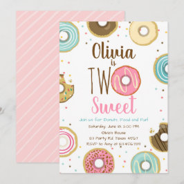 Convites Duas Rosquinhas Rosa, segundo aniversário