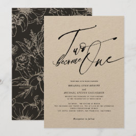 Convites Duas se tornam Uma Caligrafia Moderna preto e bran