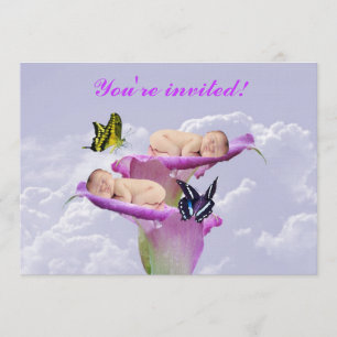 Convites Duas vezes a alegria com gêmeos do bebê rega o