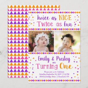 Convites Duas vezes mais boas gêmeas no primeiro aniversári
