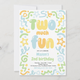 Convites Duas vezes mais diversão Confetti Balloon Aniversá