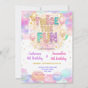 Convites Duas Vezes o Passado Glitter Pastel Aniversário Du