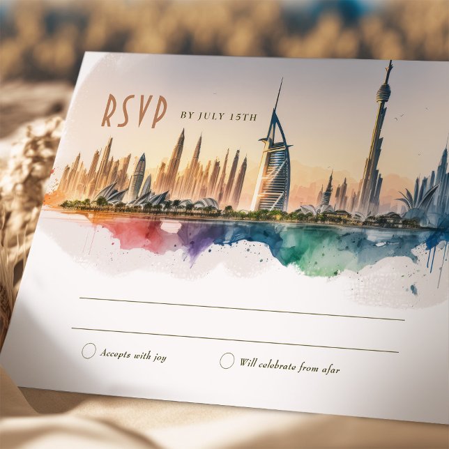 Convites Dubai RSVP Wedding Inserir Destino EAU (Criador carregado)