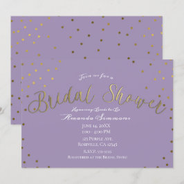 Convites Ducha de Noiva Glam Moderno Lilás Dourado e Roxo