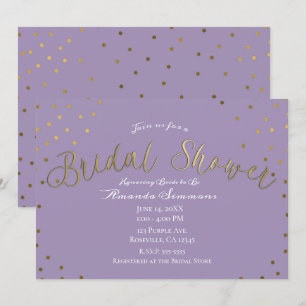 Convites Ducha de Noiva Glam Moderno Lilás Dourado e Roxo