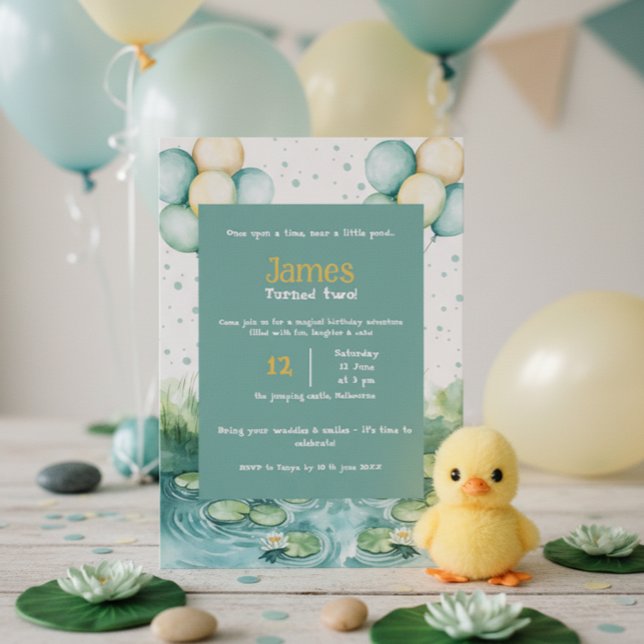 Convites Duck Birthday Invitation • Watercolor Little Duck  (Criador carregado)