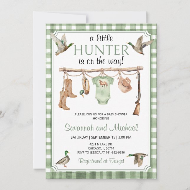 Convites Duck Hunting Baby Shower (Frente)