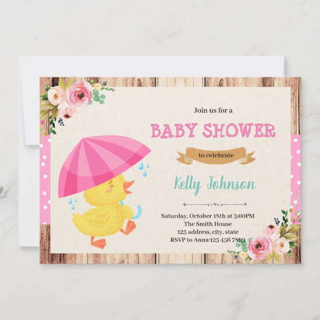 Convites Duck umbrella shower invitation (Frente)