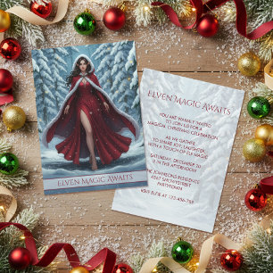 Convites Duende de Natal Vermelho na Floresta Invernal com