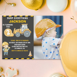 Convites "DUMP EVERYTHING! Photo –Construction 2nd Birthday