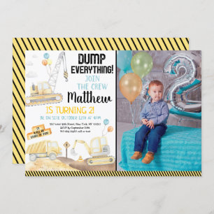 Convites Dump Truck Digger Second Birday