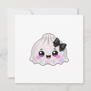 Convites Dumpling Fantasma Branco Squishy Halloween Preto