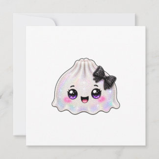 Convites Dumpling Fantasma Branco Squishy Halloween Preto 