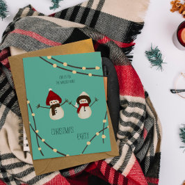 Convites Duo de Boneco de Neve Feliz Natal – Luzes de Inver