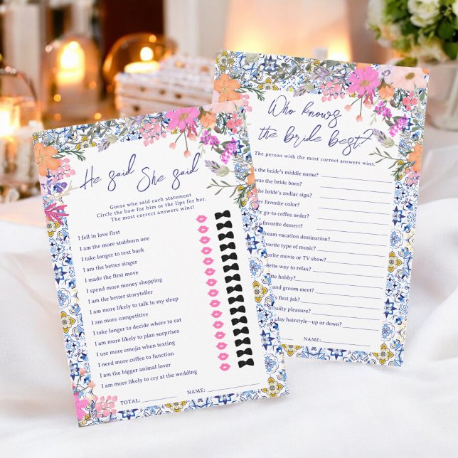 Convites Duo Games jogo de chá de panela italiano azul (Duo Games blue italian bridal shower game Invitation)