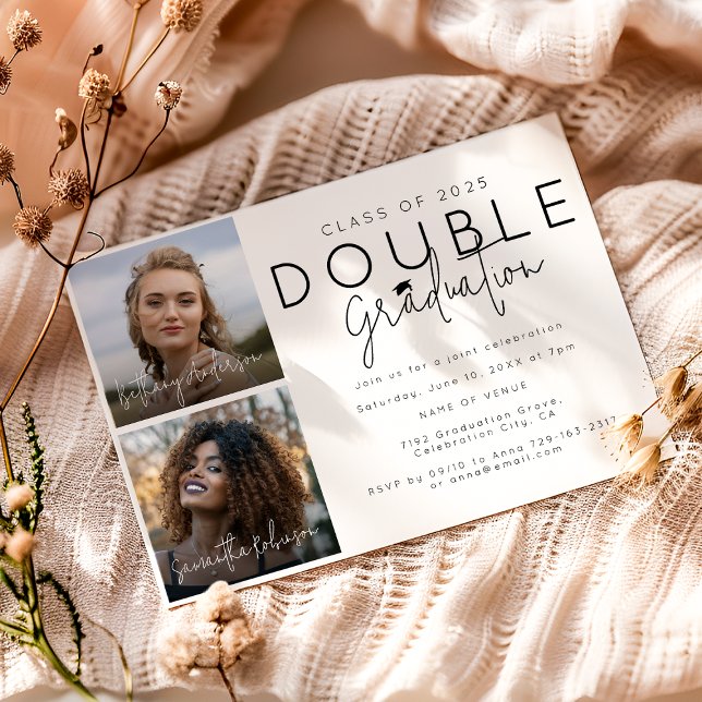 Convites Dupla Celebração 2 Graduação de Fotos (Criador carregado)