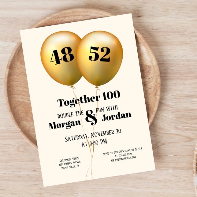 Convites Dupla Celebração Conjunto Aniversário Ouro e Preto (Criador carregado)