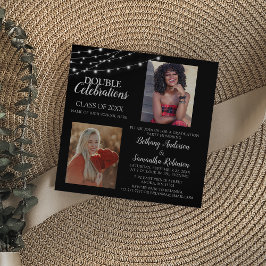 Convites Dupla Celebração de Formatura com 2 Fotos