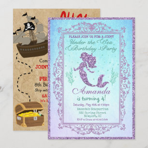 Convites DUPLO CONVIDE - o aniversário da sereia e do