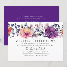 Convites Dusk Till Dawn Purple Orange Floral Casamento