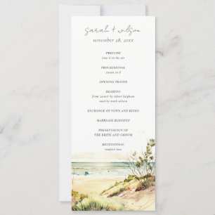 Convites Dusky Coastal Beach Sun Seascape Wedment Program