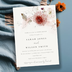 Convites Dusky Fall Marsala Blush Casais Florais Chá